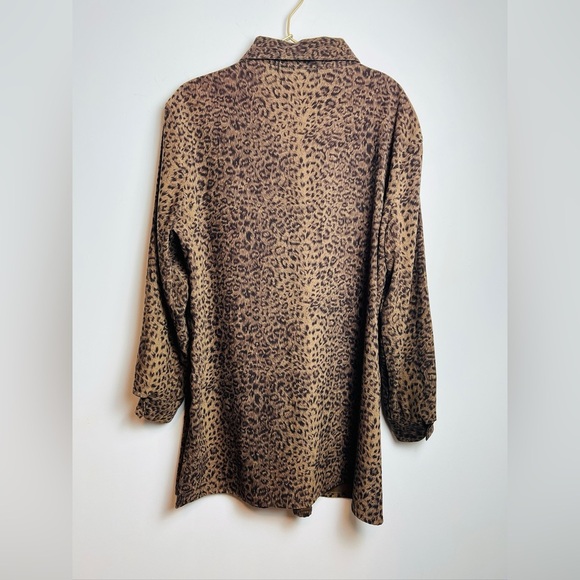 Vintage 90s Kathy Che leopard blouse button down tunic top - Picture 9 of 11